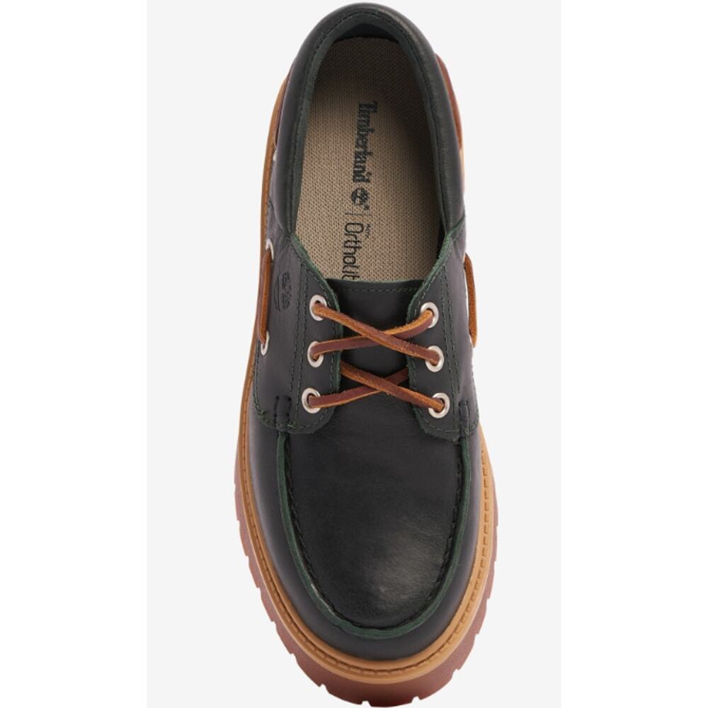 Timberland Black Leather Platform Boat Shoes with Brown/Tan Lug Sole NO BOX - Picture 6 of 7